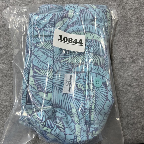 Vineyard Vines Shorts Mens 38 Blue Breaker Short Tropical Leaf Chino Stretch - Picture 16 of 16